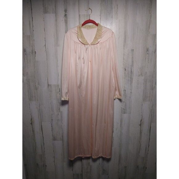 Vintage Flair Women’s Medium Peach Robe House Coat Retro Union Made In USA READ - Picture 1 of 8